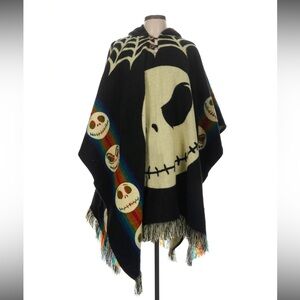 Tejidos Caymi Hooded Alpaca Poncho Skull Rainbow Fringe Cape OS Boho RARE FIND